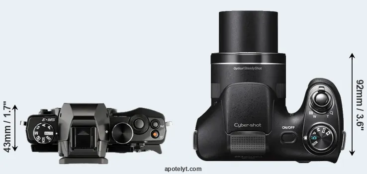 Compare E-M5 versus H300 top