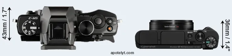 Compare E-M5 versus HX95 top