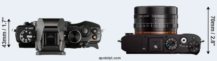 Compare E-M5 versus RX1 top