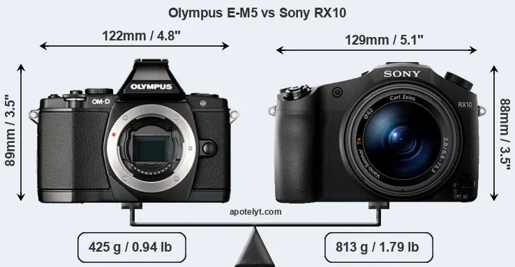 Size Olympus E-M5 vs Sony RX10
