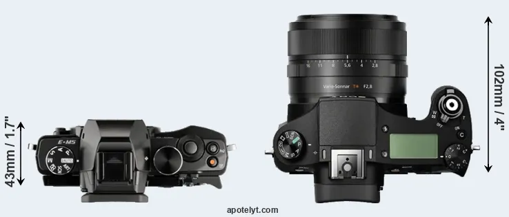 Compare E-M5 versus RX10 top