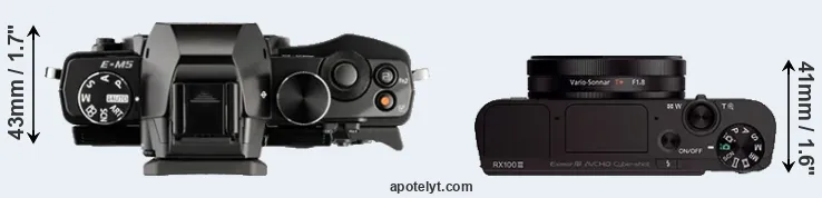 Compare E-M5 versus RX100 III top
