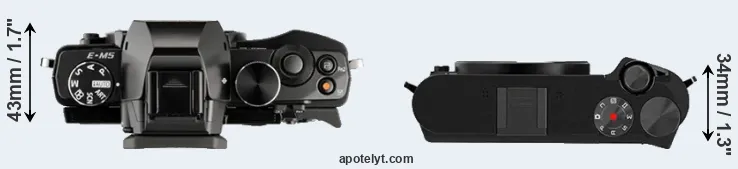 Compare E-M5 versus M1 top