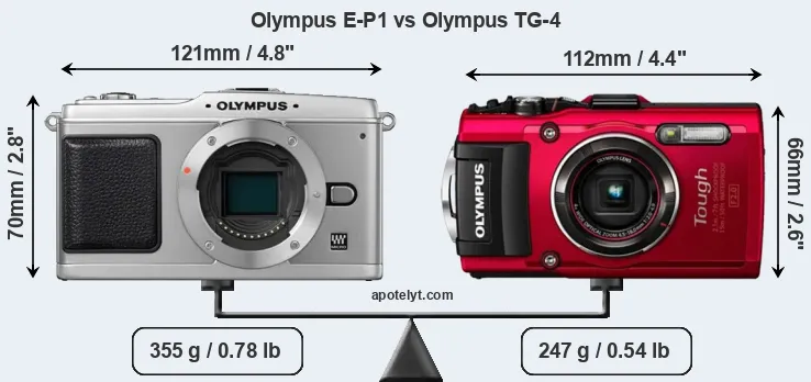 Size Olympus E-P1 vs Olympus TG-4