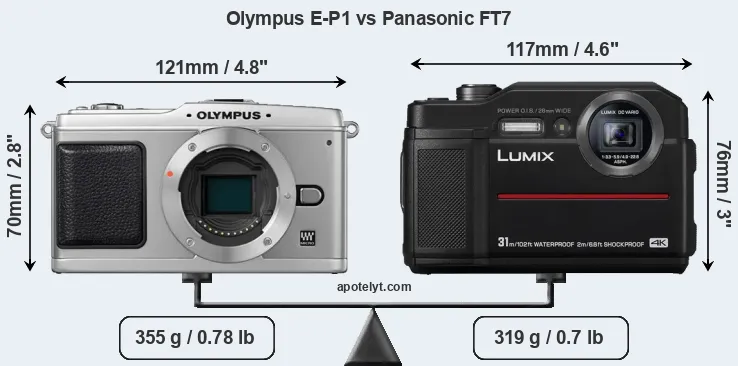 Size Olympus E-P1 vs Panasonic FT7