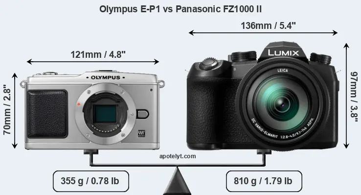 Size Olympus E-P1 vs Panasonic FZ1000 II