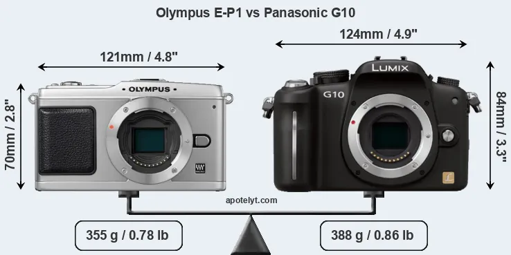 Size Olympus E-P1 vs Panasonic G10