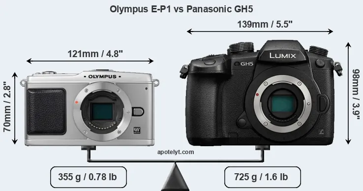 Size Olympus E-P1 vs Panasonic GH5