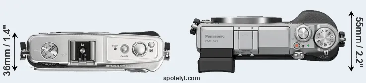 Compare E-P1 versus GX7 top