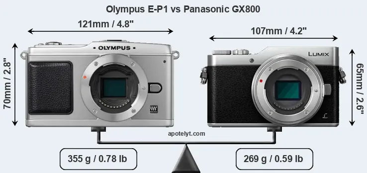 Size Olympus E-P1 vs Panasonic GX800
