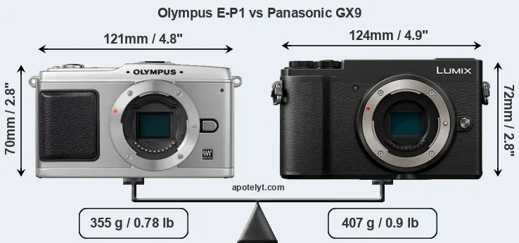 Size Olympus E-P1 vs Panasonic GX9