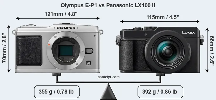 Size Olympus E-P1 vs Panasonic LX100 II