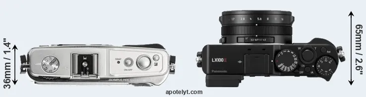 Compare E-P1 versus LX100 II top