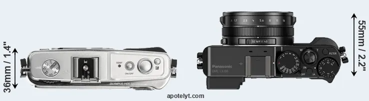 Compare E-P1 versus LX100 top