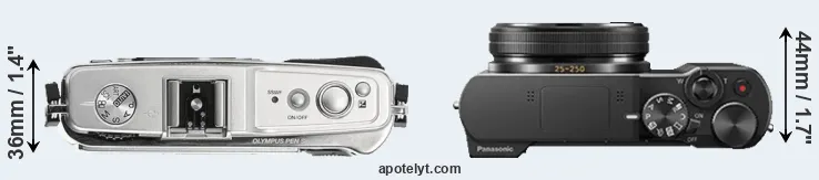 Compare E-P1 versus ZS100 top