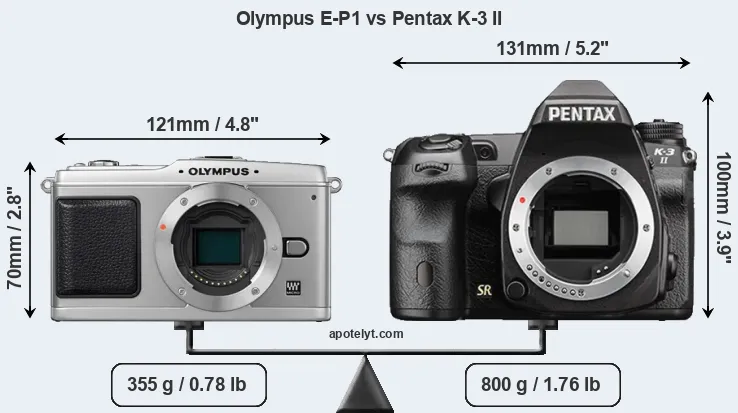 Size Olympus E-P1 vs Pentax K-3 II