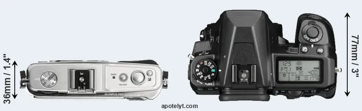 Compare E-P1 versus K-3 II top