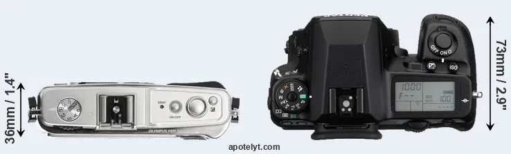 Compare E-P1 versus K-5 top