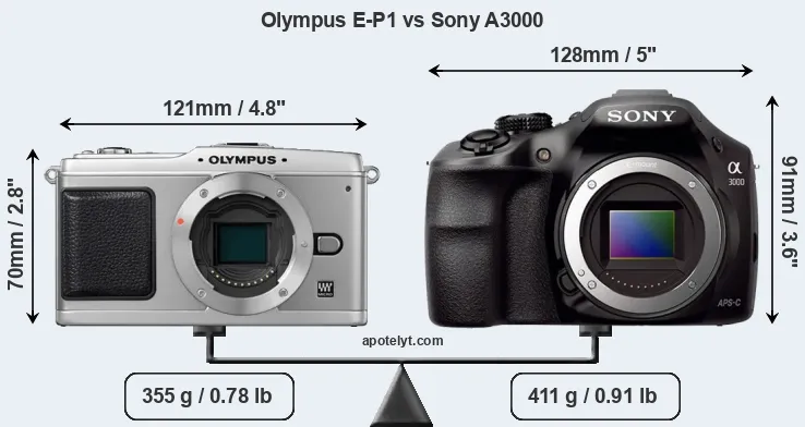 Size Olympus E-P1 vs Sony A3000