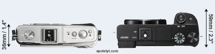 Compare E-P1 versus A6100 top
