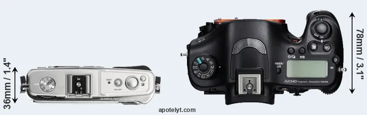 Compare E-P1 versus A99 top