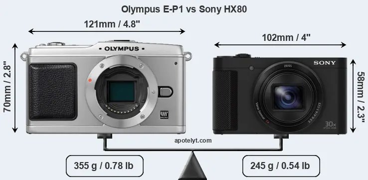 Size Olympus E-P1 vs Sony HX80