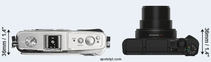 Compare E-P1 versus HX80 top