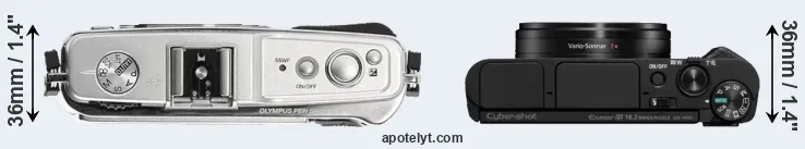 Compare E-P1 versus HX95 top