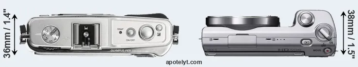 Compare E-P1 versus NEX-5 top