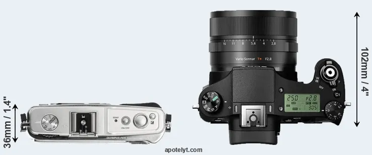 Compare E-P1 versus RX10 II top