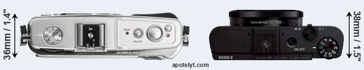 Compare E-P1 versus RX100 II top