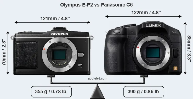 Size Olympus E-P2 vs Panasonic G6