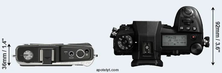 Compare E-P2 versus G9 top