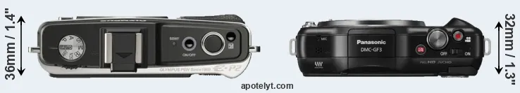 Compare E-P2 versus GF3 top
