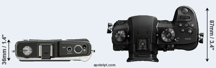 Compare E-P2 versus GH5 top