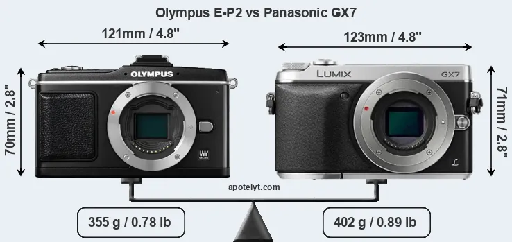 Size Olympus E-P2 vs Panasonic GX7