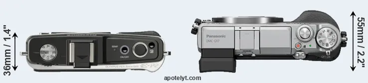 Compare E-P2 versus GX7 top