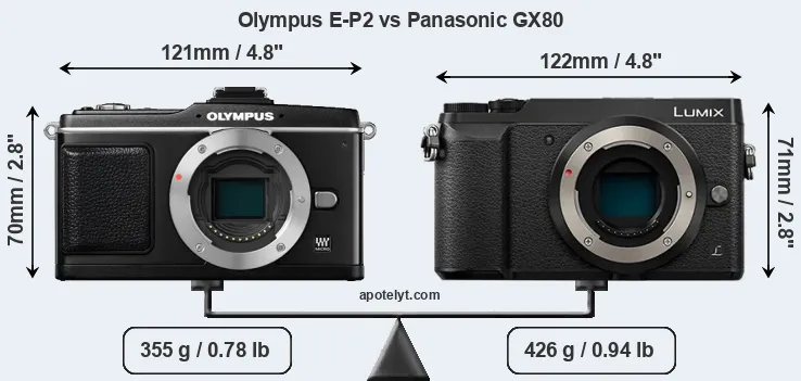 Size Olympus E-P2 vs Panasonic GX80