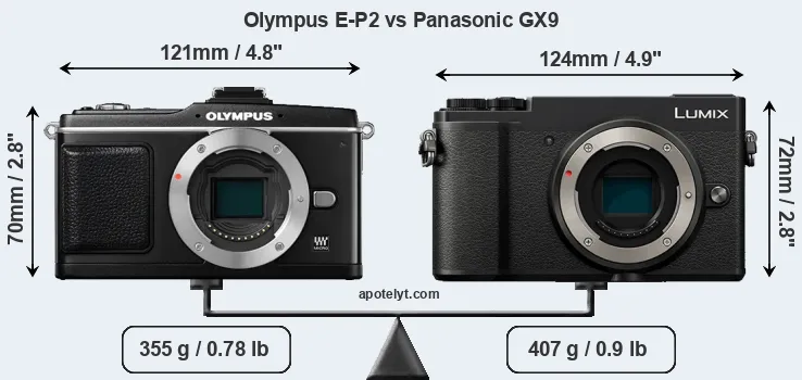 Size Olympus E-P2 vs Panasonic GX9