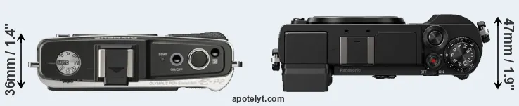 Compare E-P2 versus GX9 top