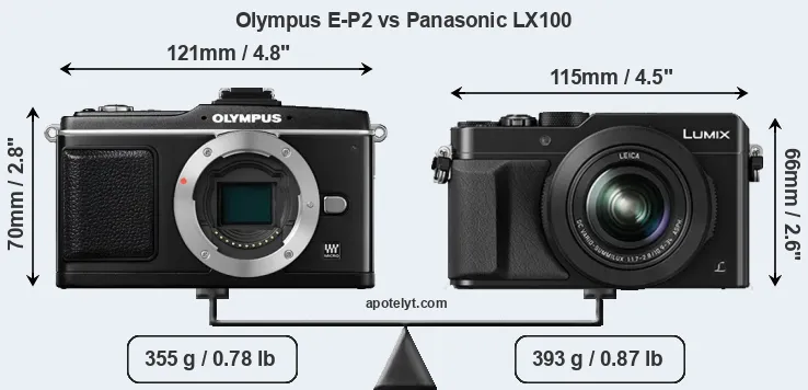 Size Olympus E-P2 vs Panasonic LX100