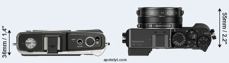 Compare E-P2 versus LX100 top