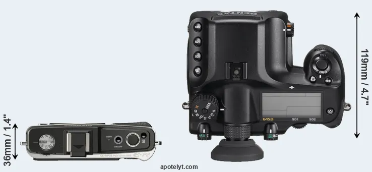 Compare E-P2 versus 645D top
