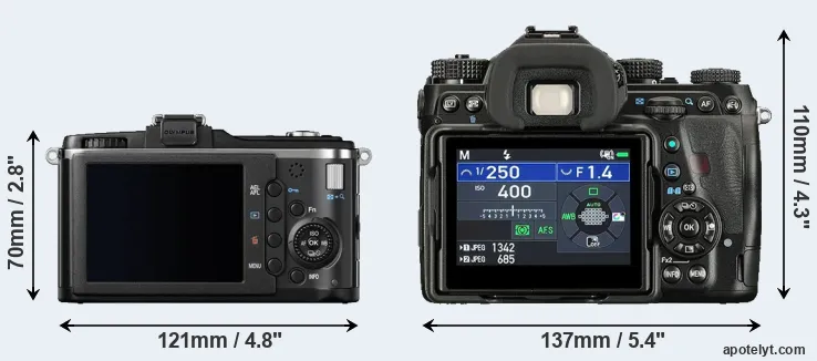 Comparison E-P2 or K-1 II rear