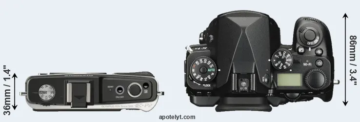 Compare E-P2 versus K-1 II top