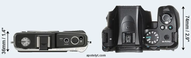 Compare E-P2 versus K-70 top