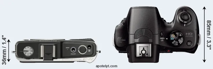 Compare E-P2 versus A3000 top