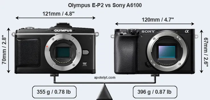 Size Olympus E-P2 vs Sony A6100