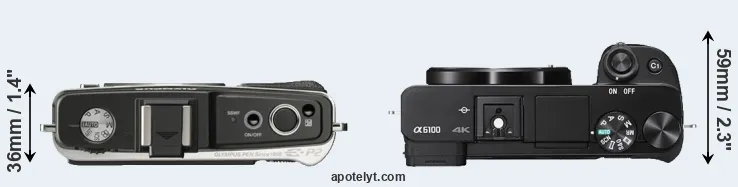 Compare E-P2 versus A6100 top