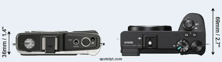 Compare E-P2 versus A6600 top